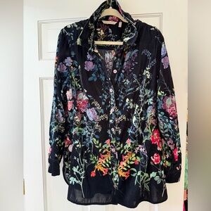 Soft Surroundings Floral Blouse - Black and Multicolor